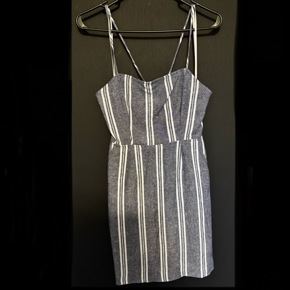 Elegant Striped Gray Dress